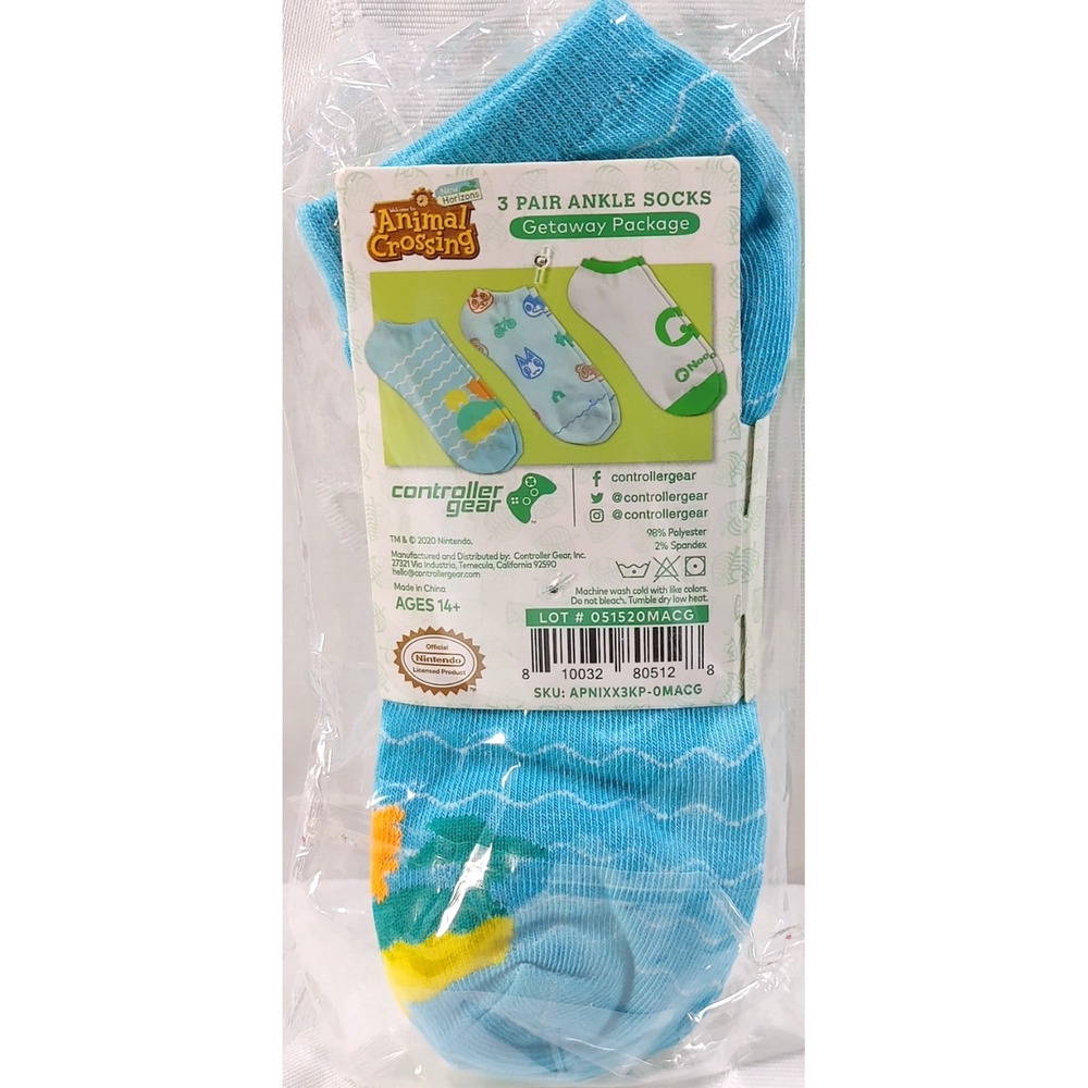 Animal Crossing New Horizons 3 Pair Ankle Socks Shoe Size Women 5-10 - Picture 2 of 4